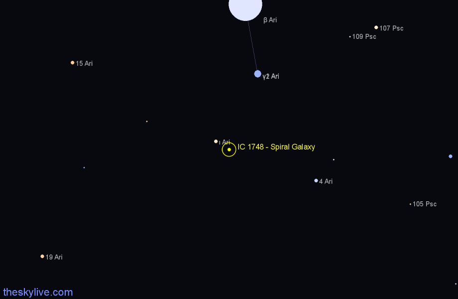 Finder chart IC 1748 - Spiral Galaxy in Aries star