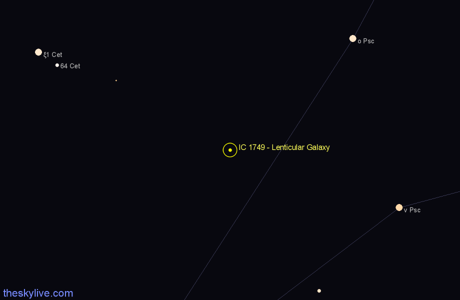 Finder chart IC 1749 - Lenticular Galaxy in Pisces star