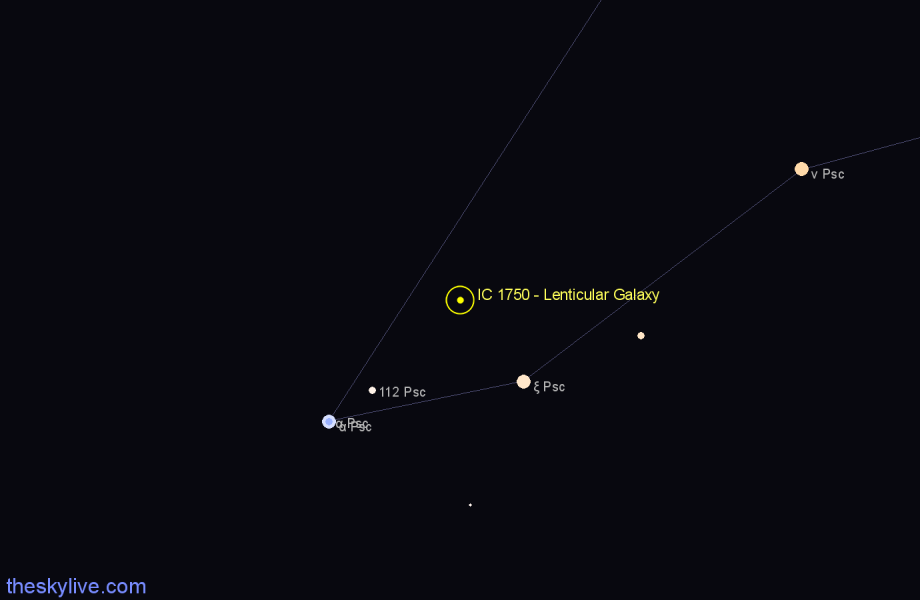 Finder chart IC 1750 - Lenticular Galaxy in Pisces star