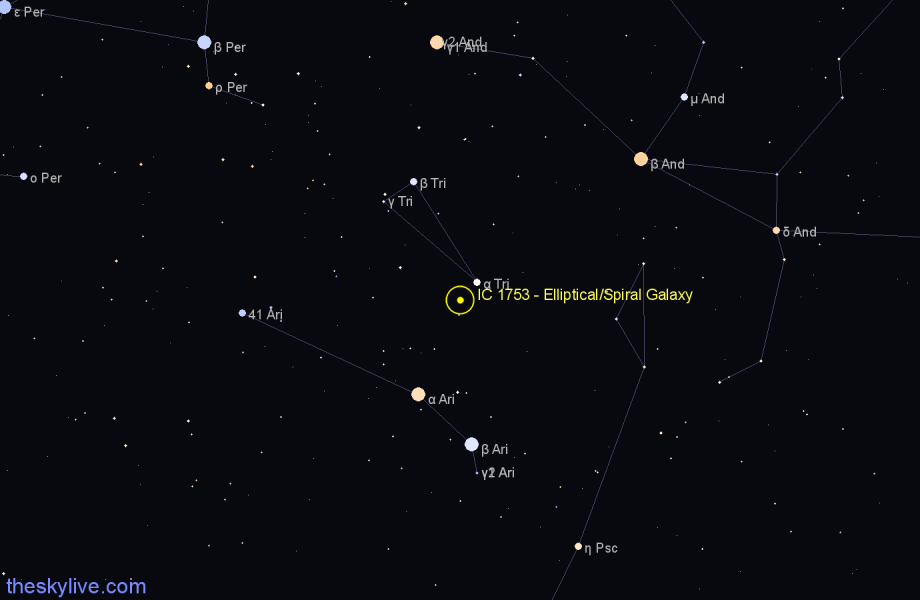Finder chart IC 1753 - Elliptical/Spiral Galaxy in Triangulum star