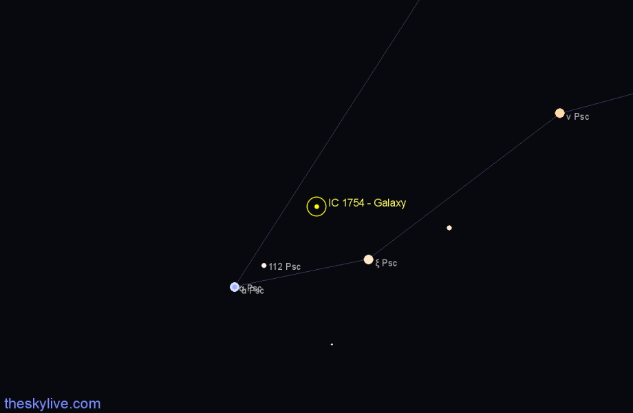 Finder chart IC 1754 - Galaxy in Pisces star