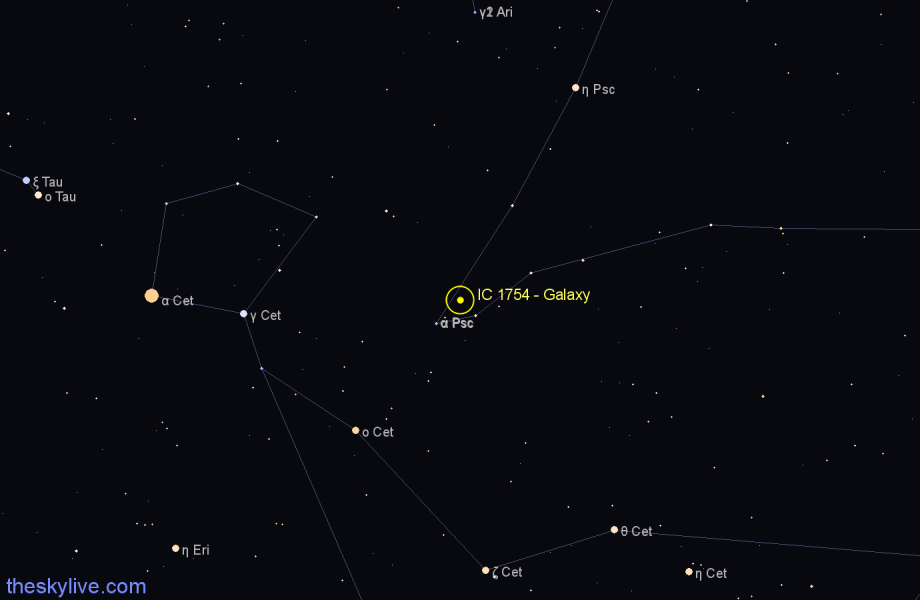 Finder chart IC 1754 - Galaxy in Pisces star