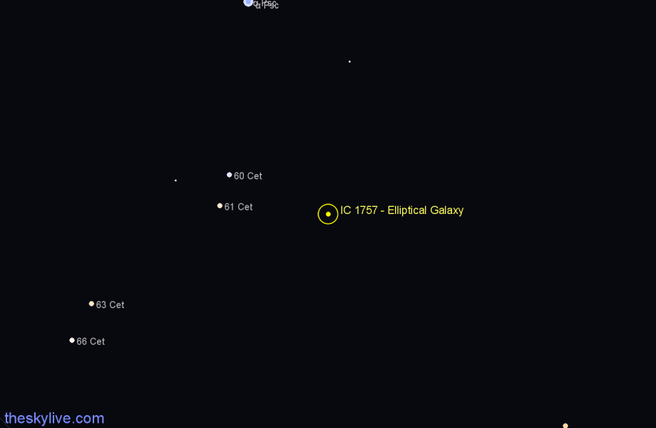 Finder chart IC 1757 - Elliptical Galaxy in Cetus star