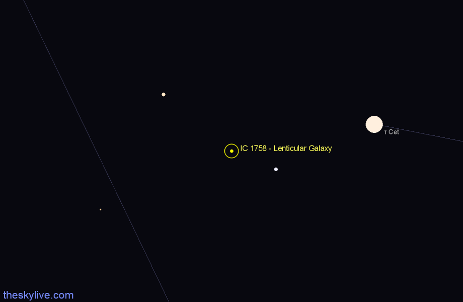 Finder chart IC 1758 - Lenticular Galaxy in Cetus star