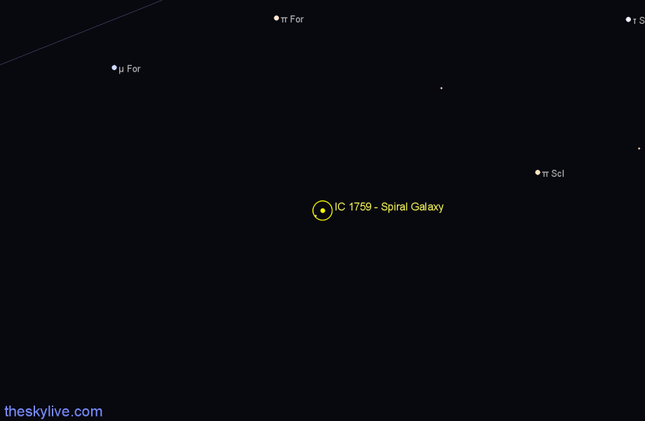 Finder chart IC 1759 - Spiral Galaxy in Fornax star