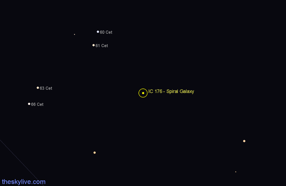 Finder chart IC 176 - Spiral Galaxy in Cetus star