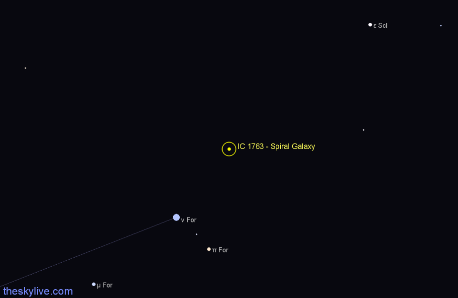 Finder chart IC 1763 - Spiral Galaxy in Fornax star