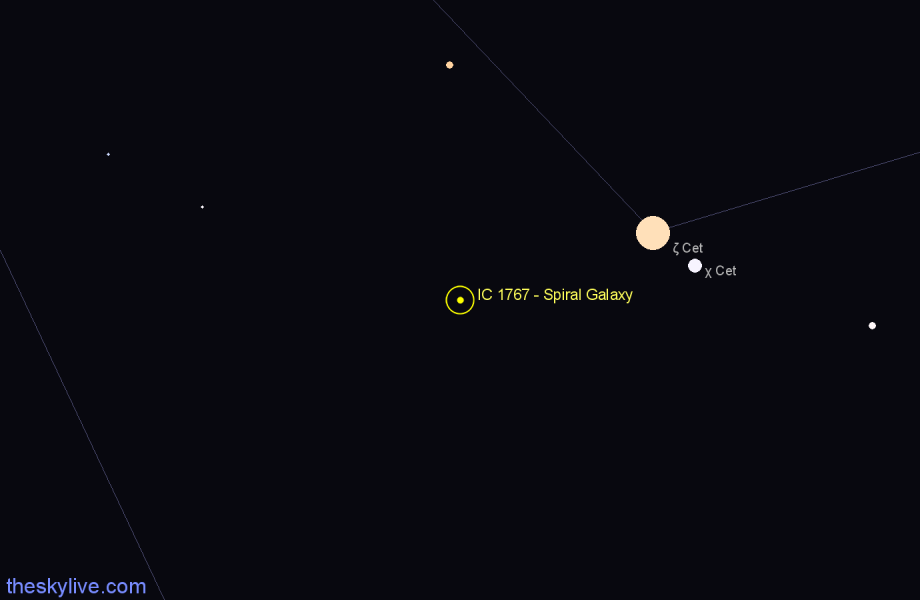 Finder chart IC 1767 - Spiral Galaxy in Cetus star
