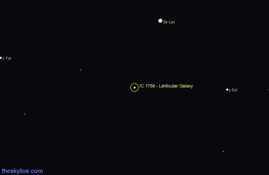 Finder chart IC 1768 - Lenticular Galaxy in Fornax star