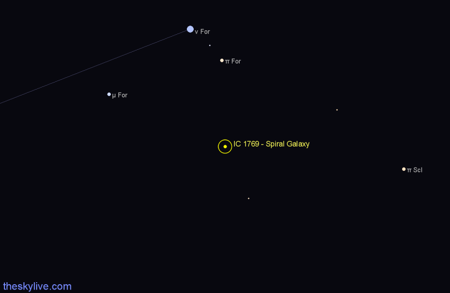 Finder chart IC 1769 - Spiral Galaxy in Fornax star