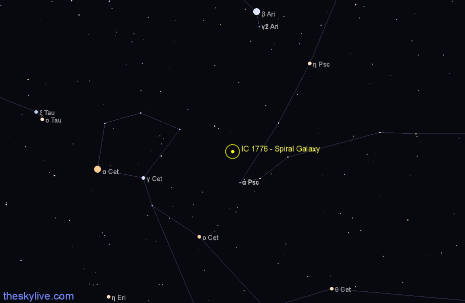 Finder chart IC 1776 - Spiral Galaxy in Pisces star