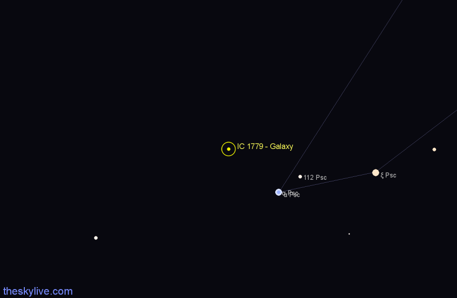 Finder chart IC 1779 - Galaxy in Cetus star