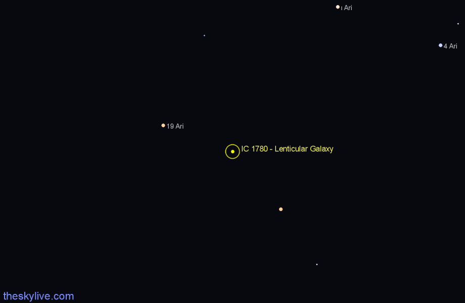 Finder chart IC 1780 - Lenticular Galaxy in Aries star