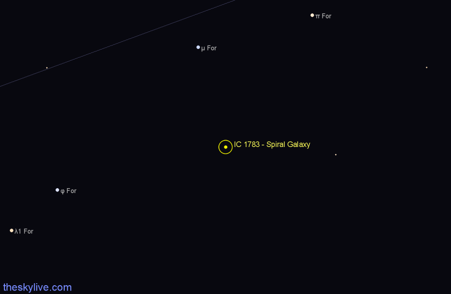 Finder chart IC 1783 - Spiral Galaxy in Fornax star