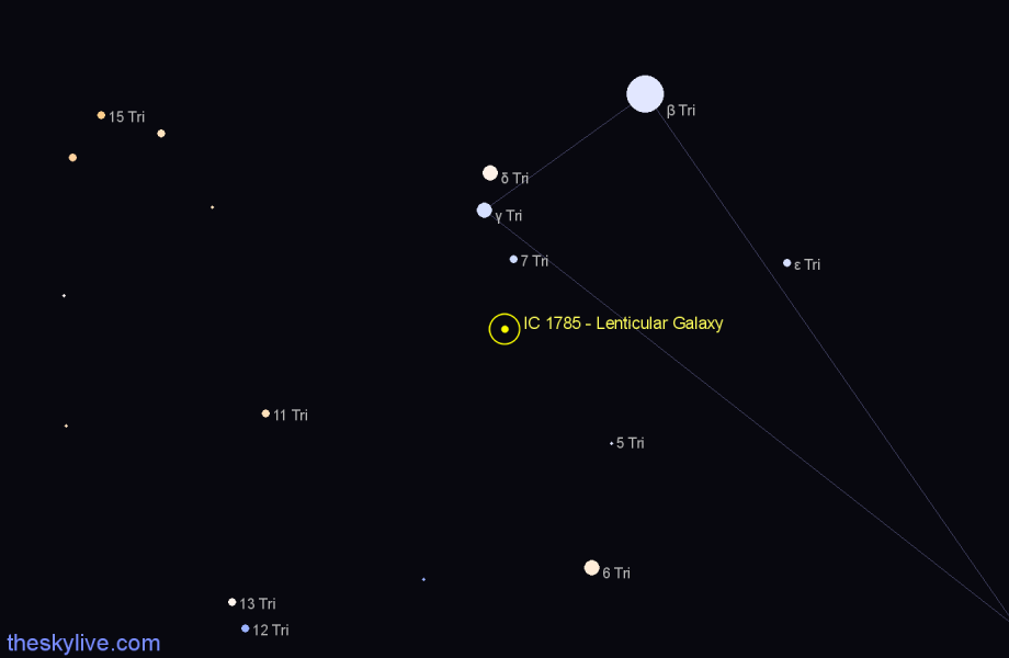 Finder chart IC 1785 - Lenticular Galaxy in Triangulum star