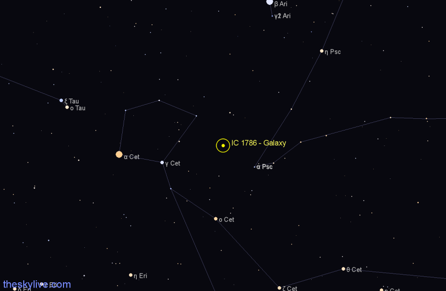 Finder chart IC 1786 - Galaxy in Cetus star