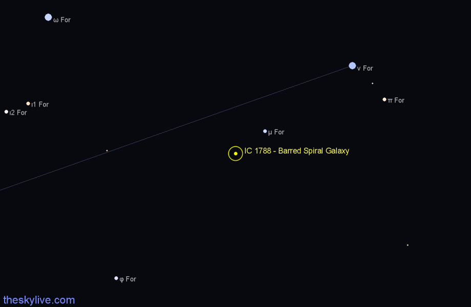 Finder chart IC 1788 - Barred Spiral Galaxy in Fornax star