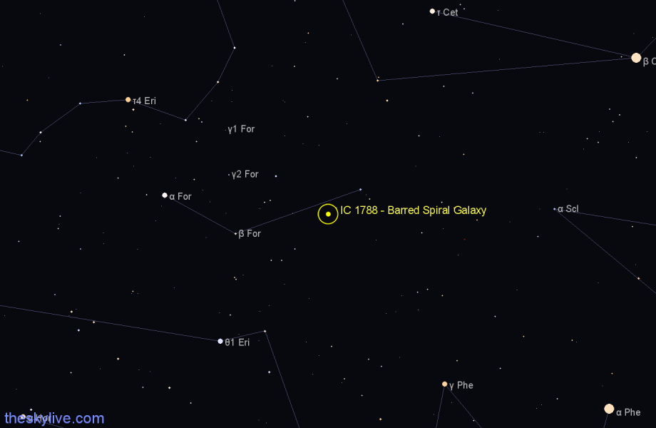 Finder chart IC 1788 - Barred Spiral Galaxy in Fornax star