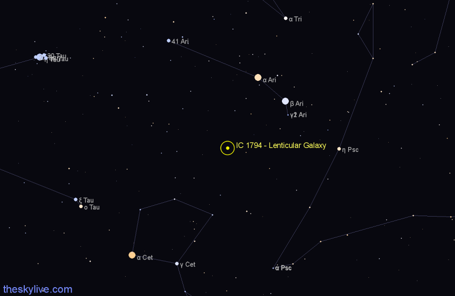 Finder chart IC 1794 - Lenticular Galaxy in Aries star