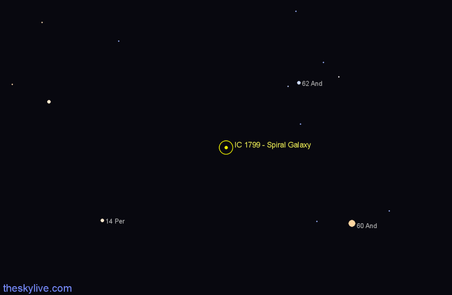 Finder chart IC 1799 - Spiral Galaxy in Andromeda star