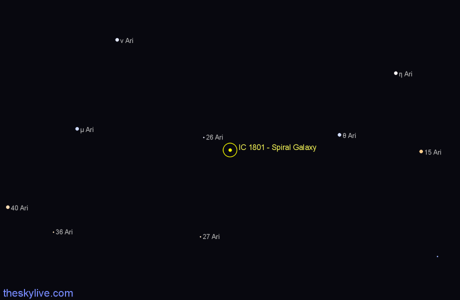 Finder chart IC 1801 - Spiral Galaxy in Aries star