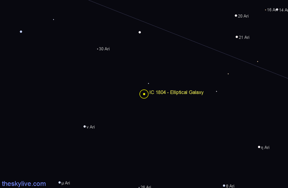 Finder chart IC 1804 - Elliptical Galaxy in Aries star