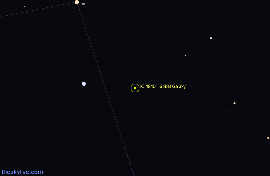 Finder chart IC 1810 - Spiral Galaxy in Eridanus star