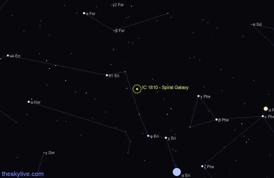 Finder chart IC 1810 - Spiral Galaxy in Eridanus star