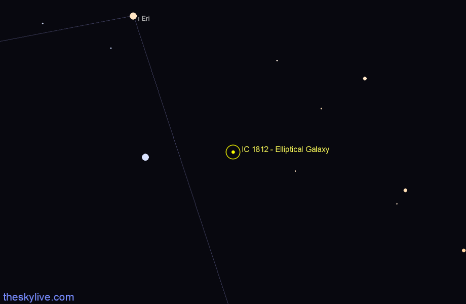 Finder chart IC 1812 - Elliptical Galaxy in Eridanus star