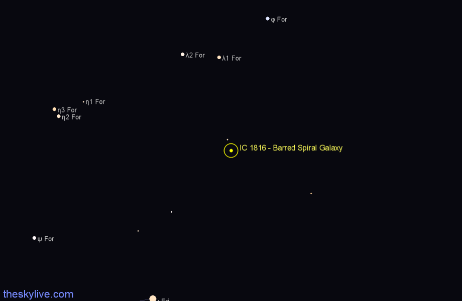 Finder chart IC 1816 - Barred Spiral Galaxy in Fornax star