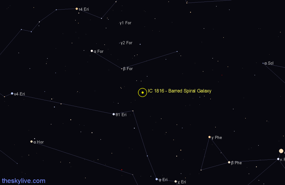 Finder chart IC 1816 - Barred Spiral Galaxy in Fornax star