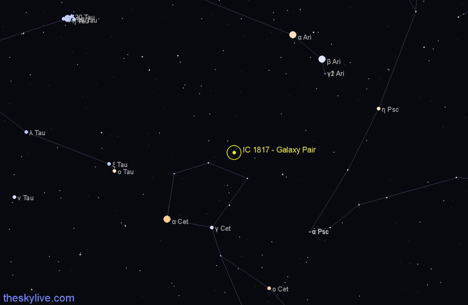 Finder chart IC 1817 - Galaxy Pair in Aries star
