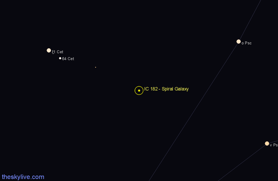 Finder chart IC 182 - Spiral Galaxy in Pisces star