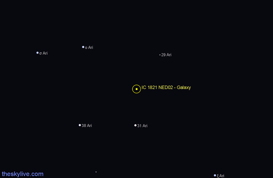 Finder chart IC 1821 NED02 - Galaxy in Aries star