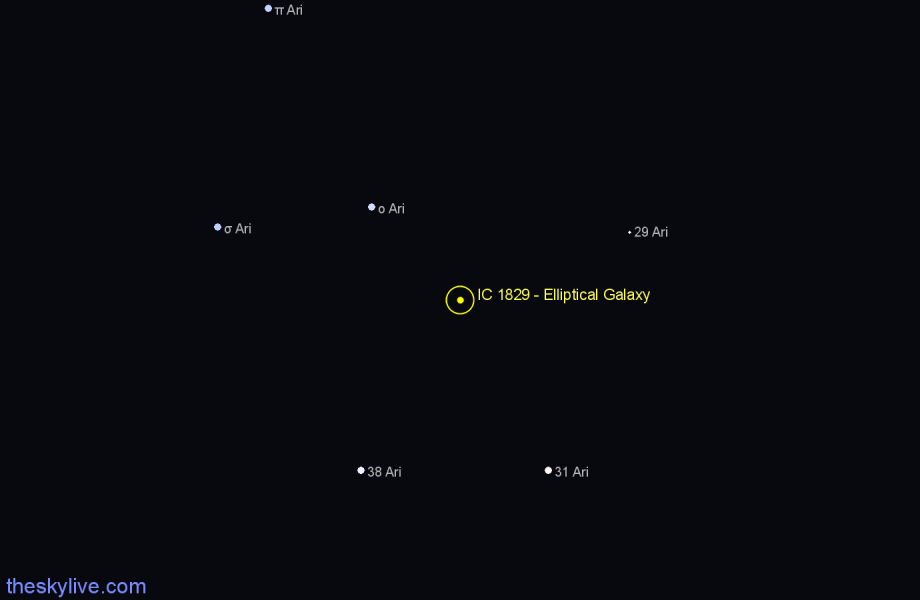 Finder chart IC 1829 - Elliptical Galaxy in Aries star