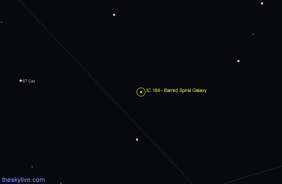 Finder chart IC 184 - Barred Spiral Galaxy in Cetus star