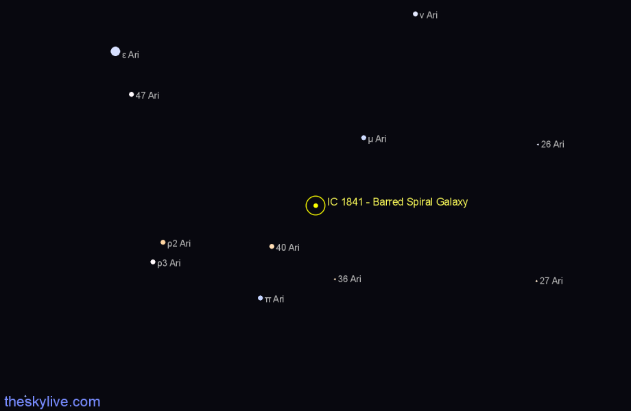 Finder chart IC 1841 - Barred Spiral Galaxy in Aries star