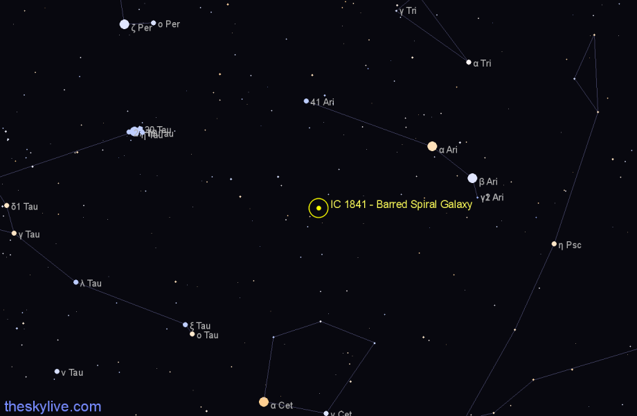 Finder chart IC 1841 - Barred Spiral Galaxy in Aries star