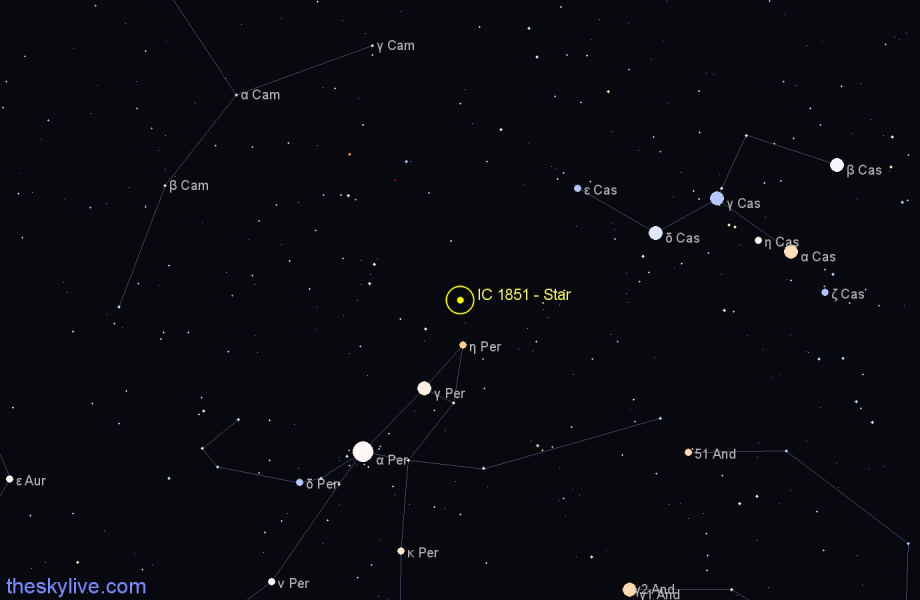 Finder chart IC 1851 - Star in Cassiopeia star