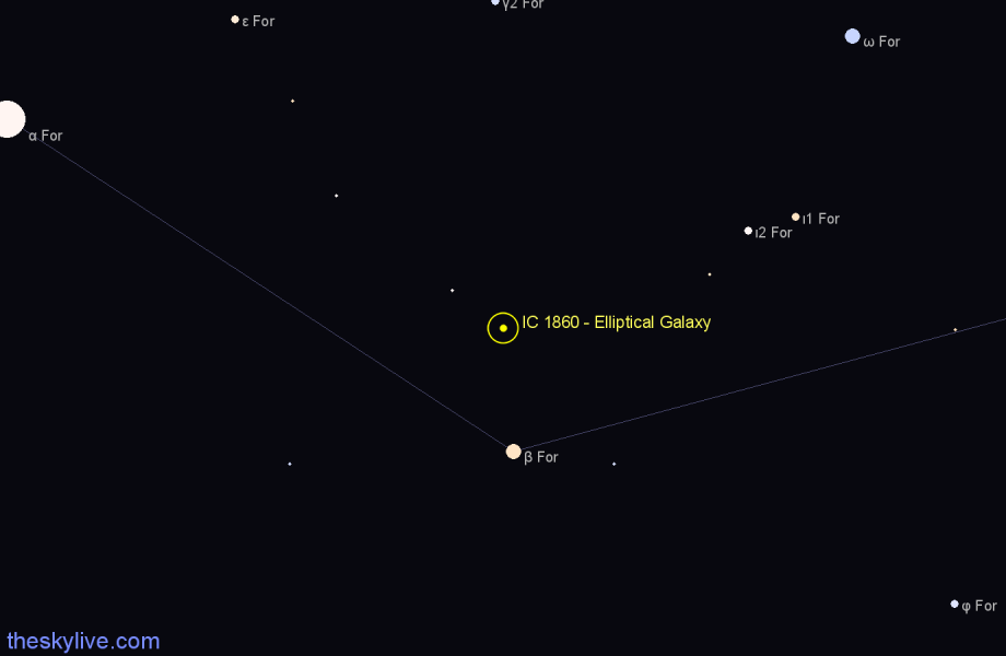 Finder chart IC 1860 - Elliptical Galaxy in Fornax star