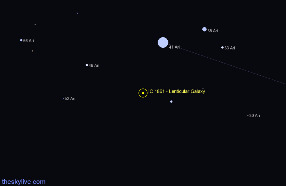Finder chart IC 1861 - Lenticular Galaxy in Aries star