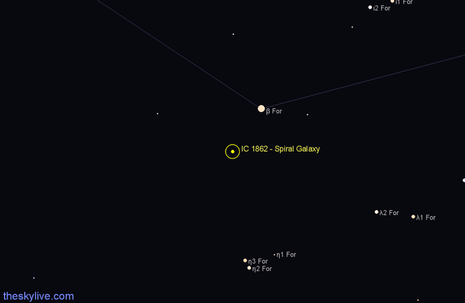 Finder chart IC 1862 - Spiral Galaxy in Fornax star