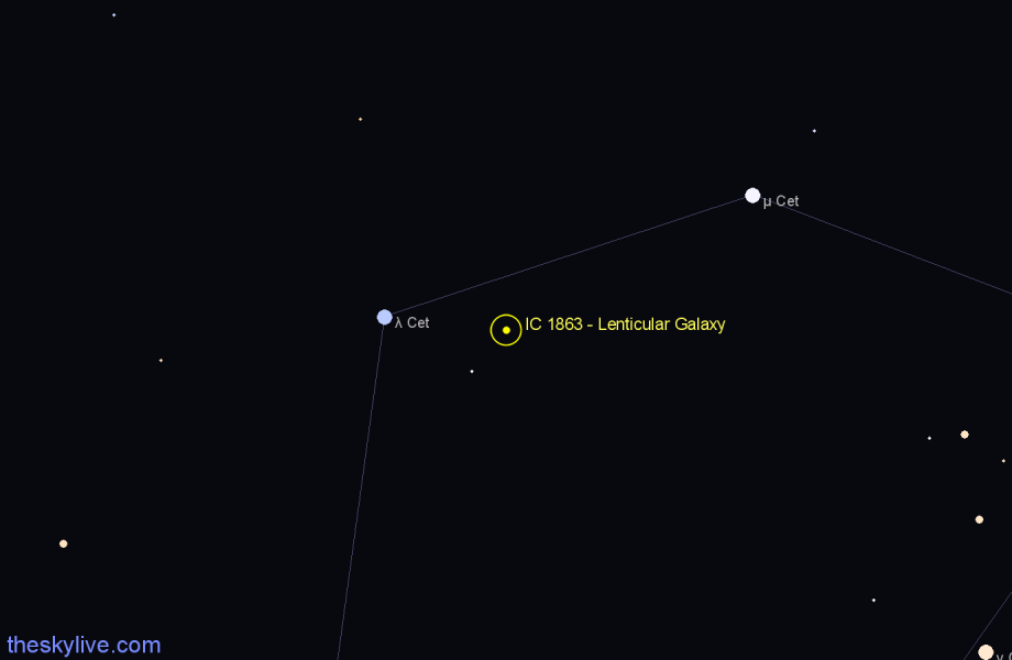 Finder chart IC 1863 - Lenticular Galaxy in Cetus star