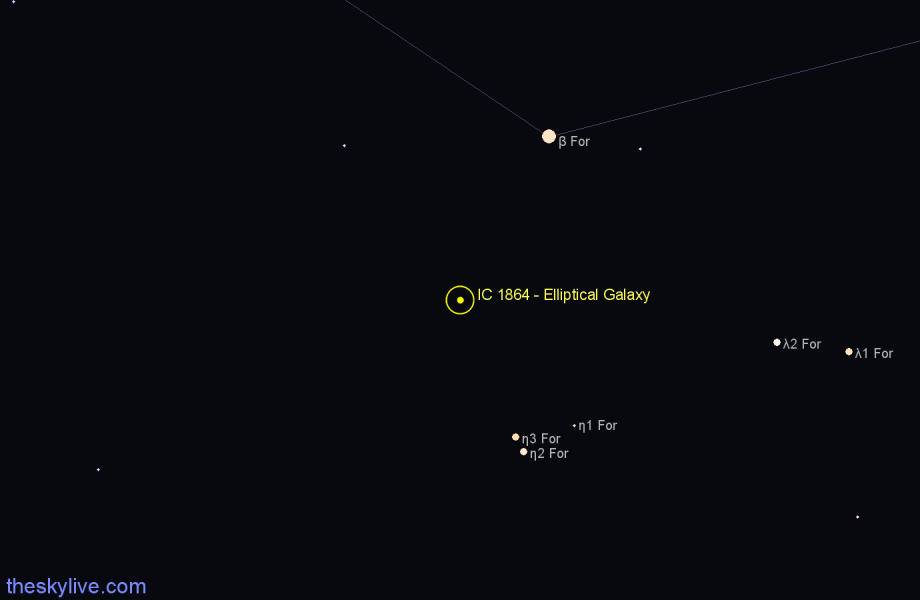 Finder chart IC 1864 - Elliptical Galaxy in Fornax star