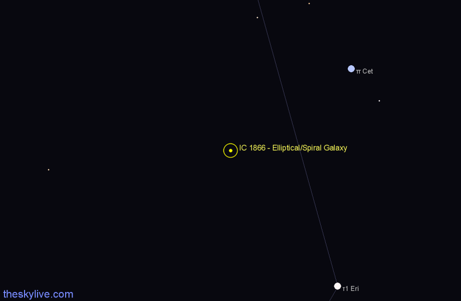 Finder chart IC 1866 - Elliptical/Spiral Galaxy in Eridanus star