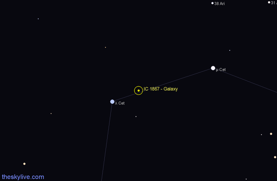 Finder chart IC 1867 - Galaxy in Cetus star