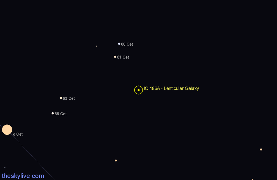 Finder chart IC 186A - Lenticular Galaxy in Cetus star