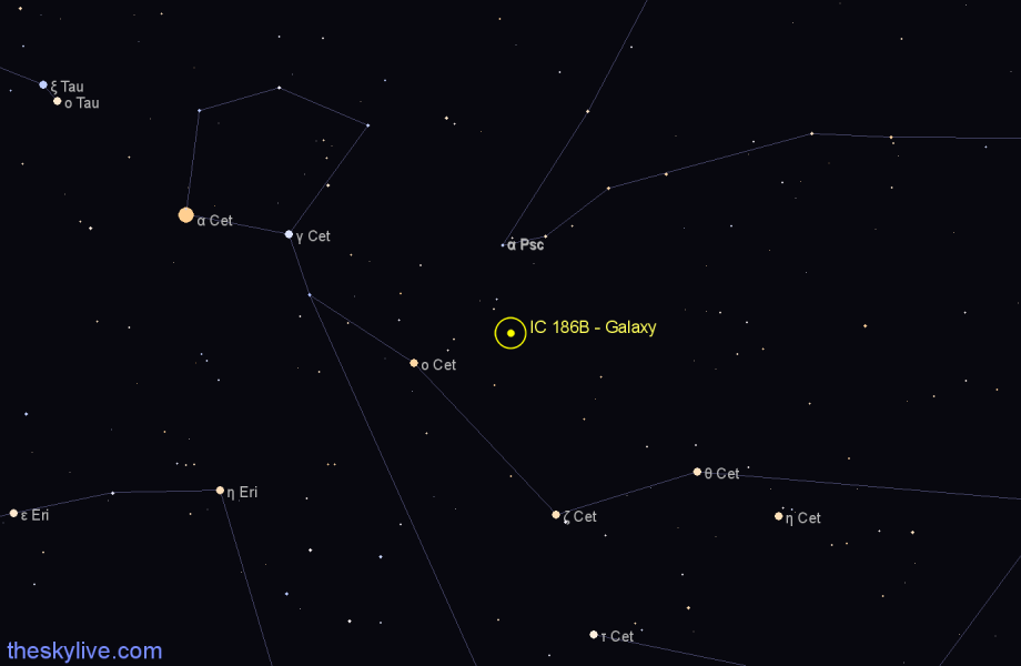 Finder chart IC 186B - Galaxy in Cetus star