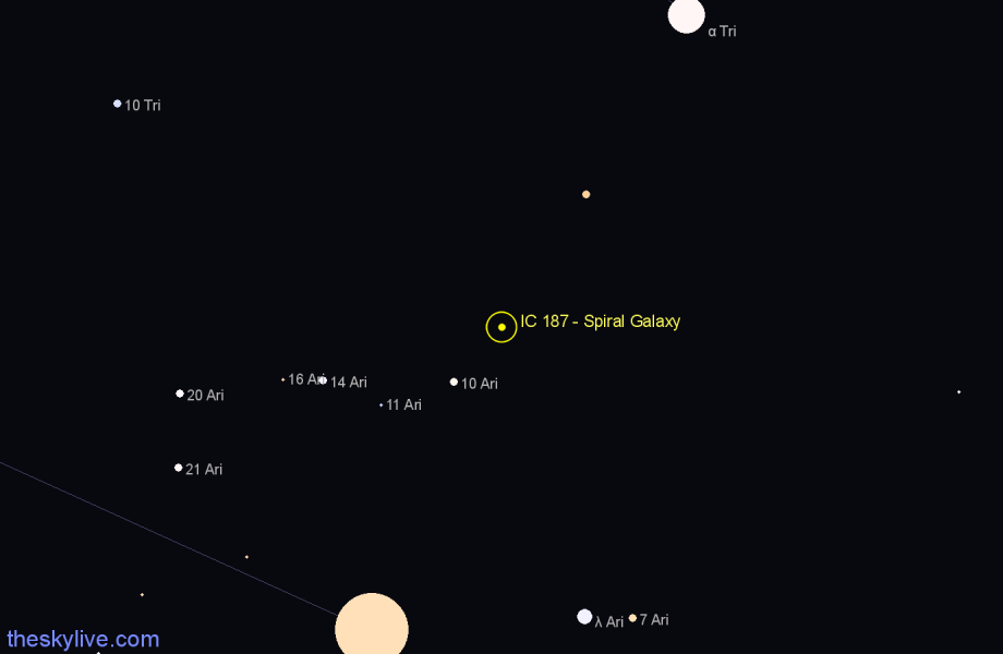 Finder chart IC 187 - Spiral Galaxy in Aries star