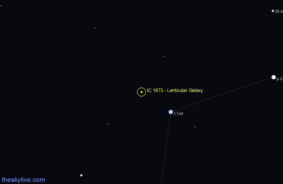 Finder chart IC 1873 - Lenticular Galaxy in Cetus star